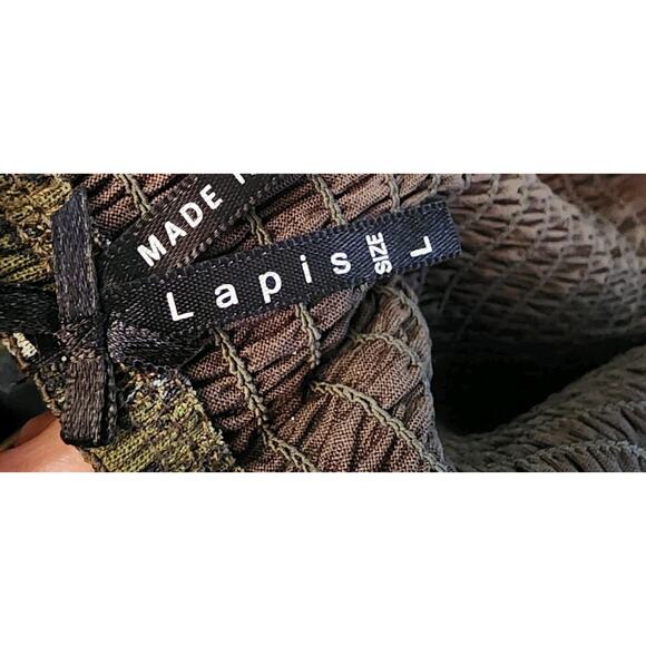 Lapis Women Strapless Sundress L Green Boho Leaf Print High Low Chiffon Festival - Picture 5 of 16